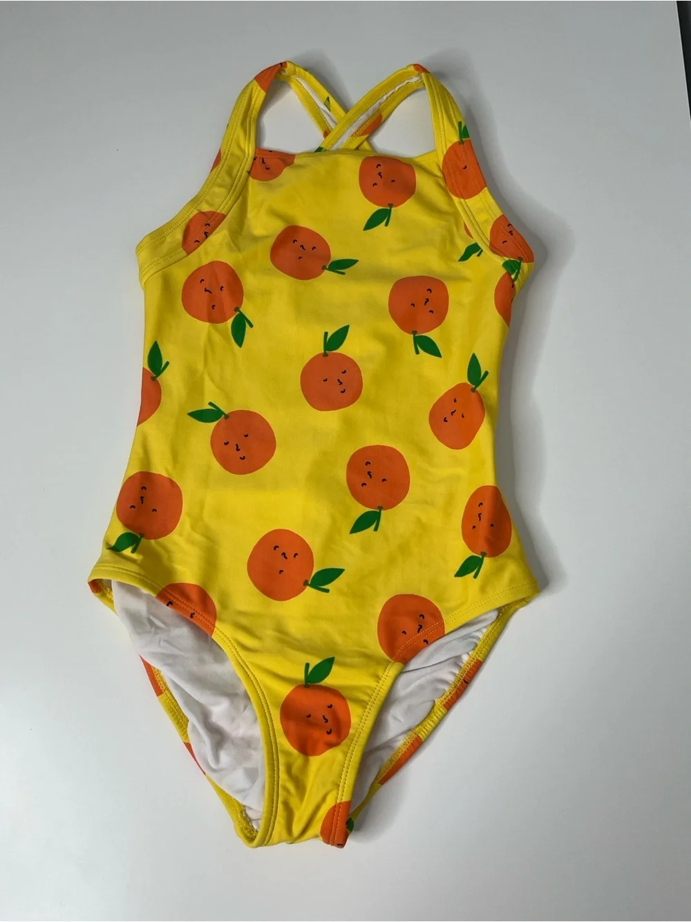 Hanna Andersson Girls Orange Print One Piece Swimsuit Yellow Size US 10 (140 cm)